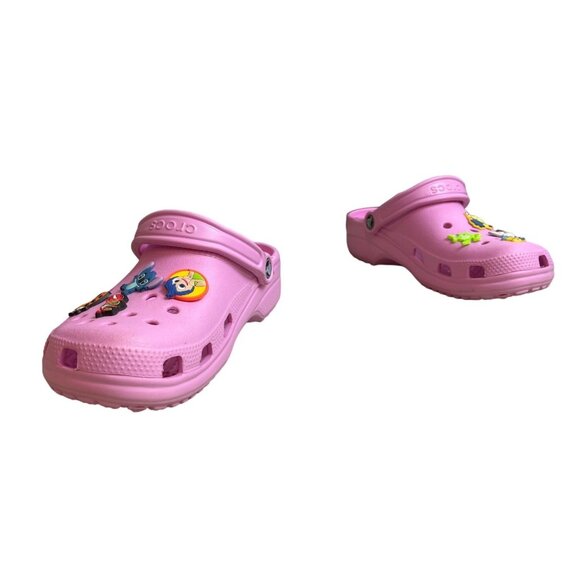 Crocs Pink Slip On With  Jibbitz Charms  Slippers Sz  8M/10W - Picture 2 of 7